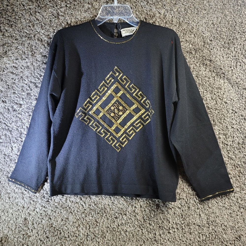REGENCY COLLECTION For Joyce Vintage Women's Classy‎ Sweater M  Black/ Gold